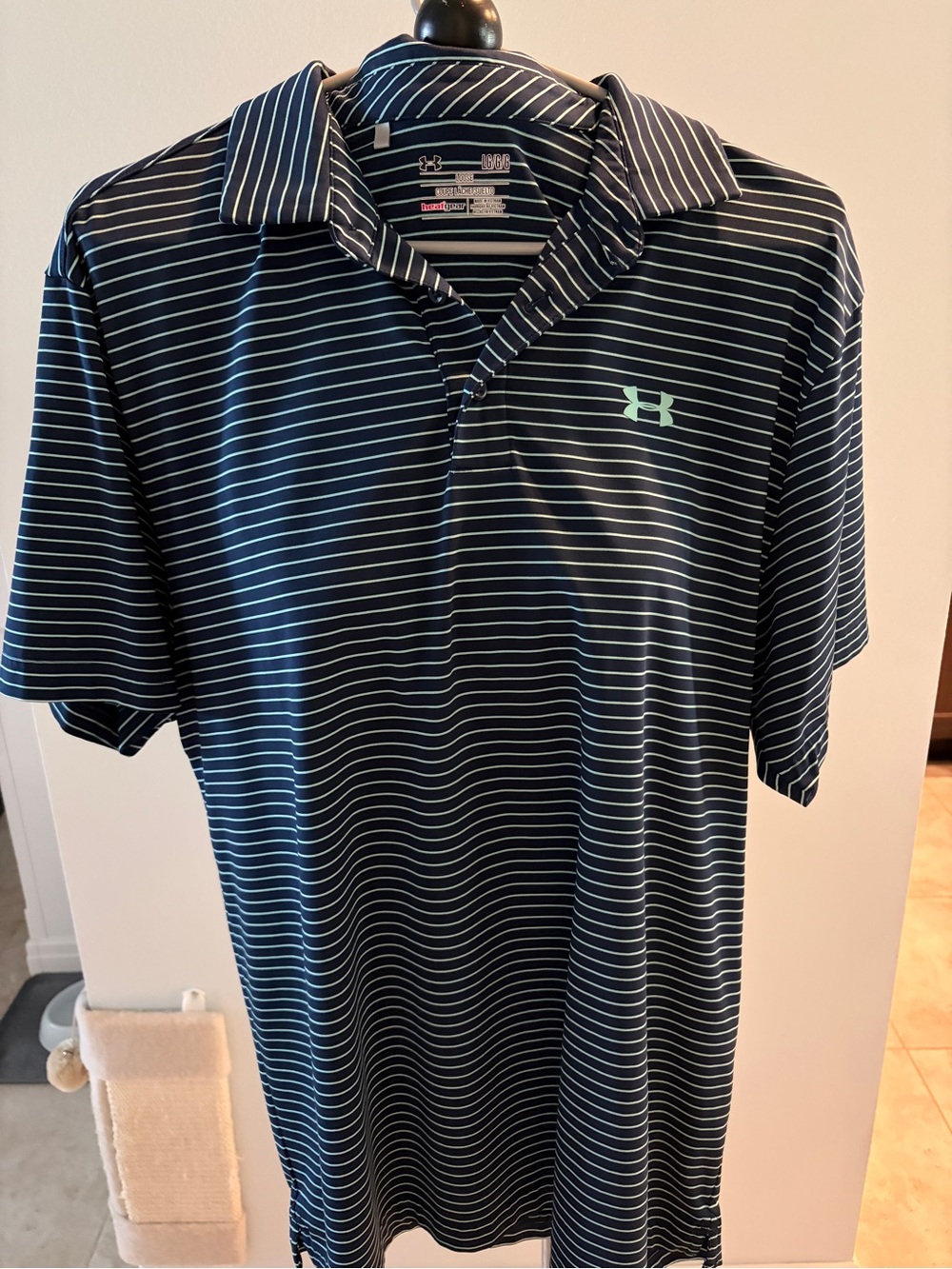 Under Armour Men's Navy and blue Striped Polo